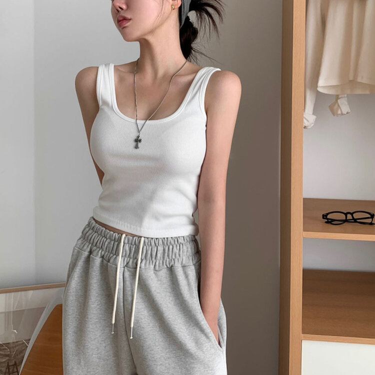 ベーシックリブUネックタンクトップ WHITE