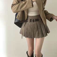 ベルト】チェックプリーツミニスカート｜ミニスカート｜韓国