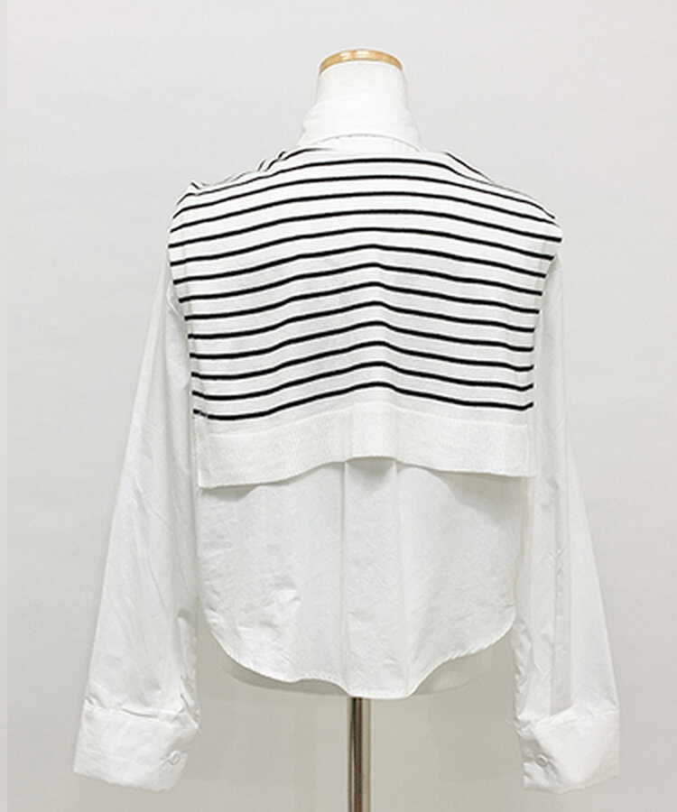 【SET】シャツ+ボーダーショルダーショールマフラー