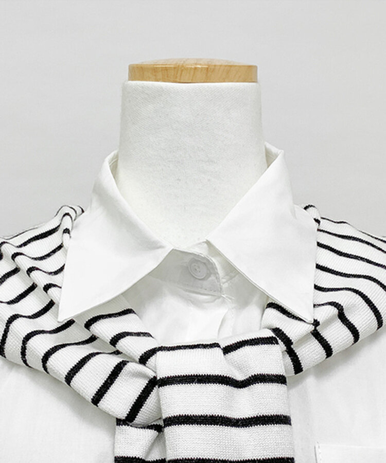 【SET】シャツ+ボーダーショルダーショールマフラー