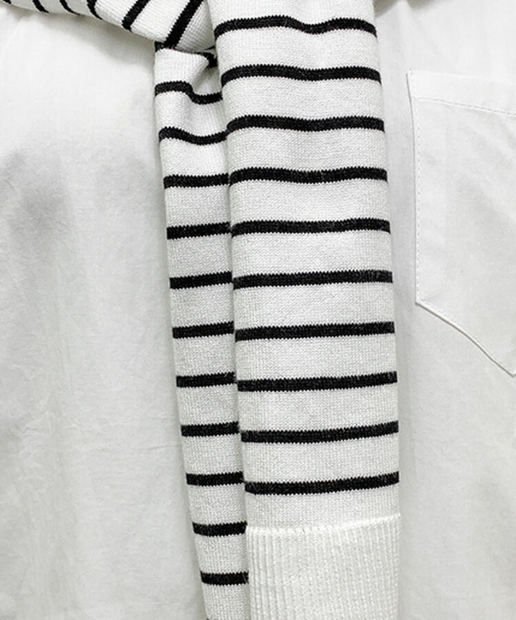 【SET】シャツ+ボーダーショルダーショールマフラー