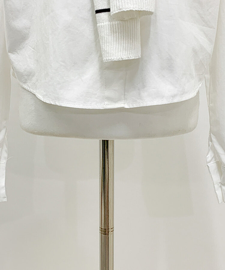 【SET】シャツ+ボーダーショルダーショールマフラー