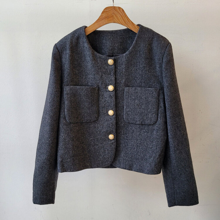 ツイードクロップラウンドジャケット