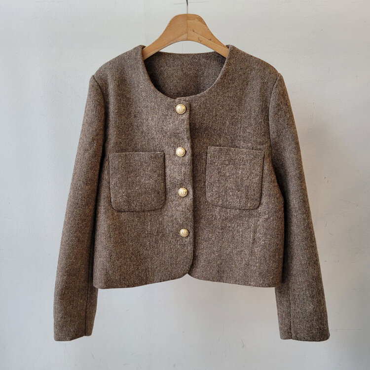 ツイードクロップラウンドジャケット