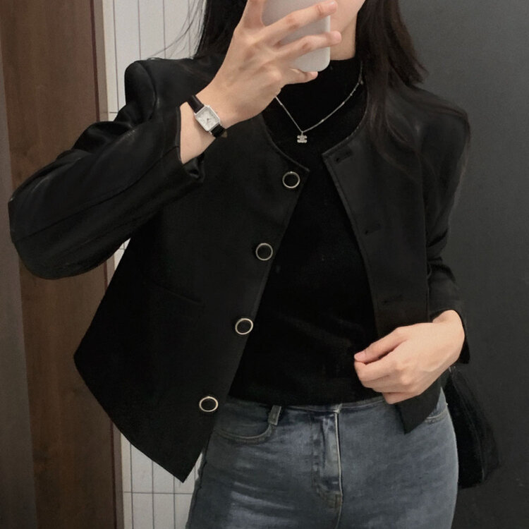 올드머니 노카라 레더 자켓 2color 블랙