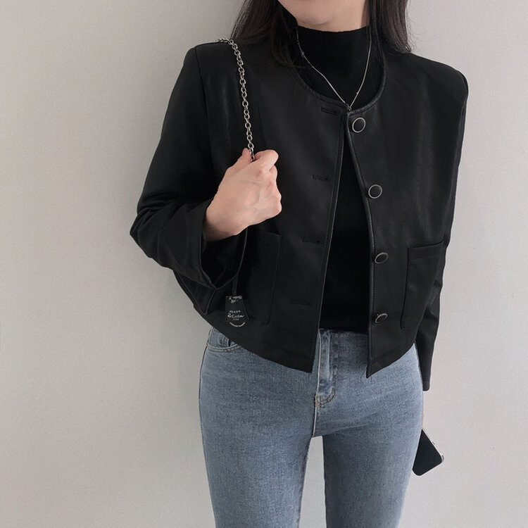 올드머니 노카라 레더 자켓 2color 블랙