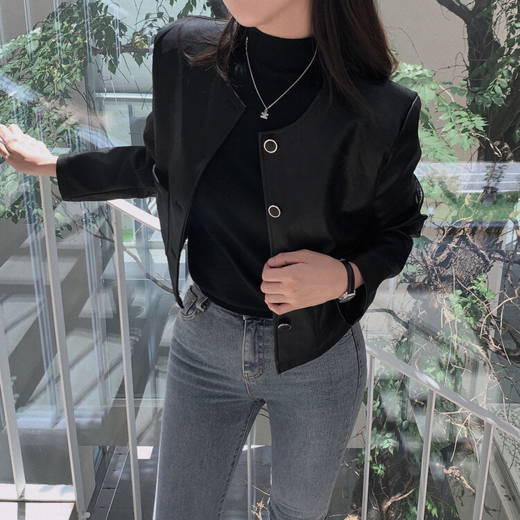 올드머니 노카라 레더 자켓 2color 블랙