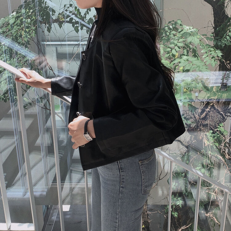 올드머니 노카라 레더 자켓 2color 블랙