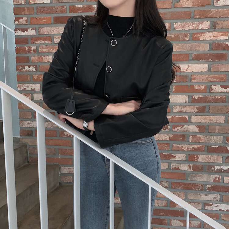 올드머니 노카라 레더 자켓 2color 블랙