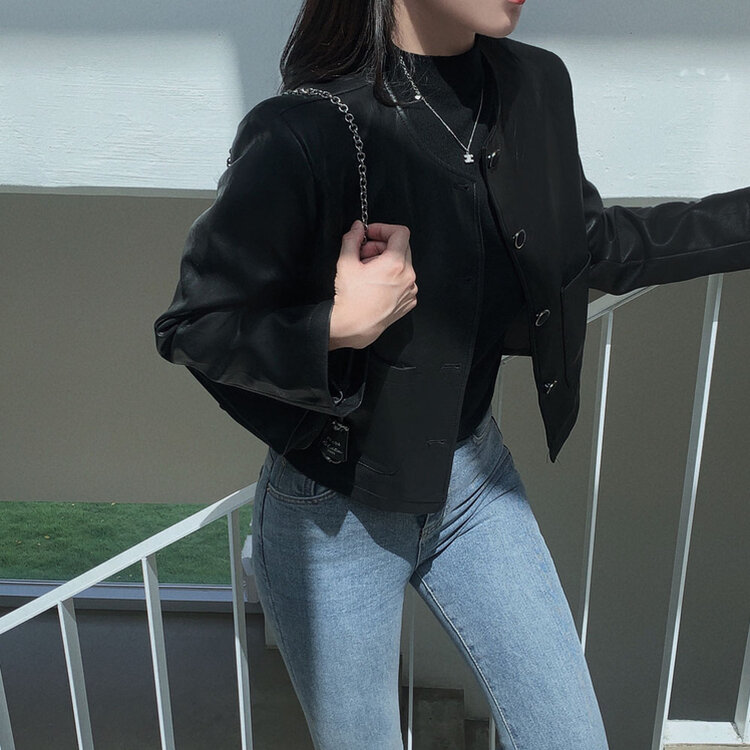 올드머니 노카라 레더 자켓 2color 블랙