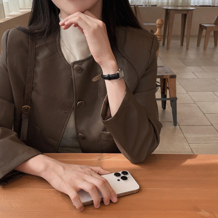 올드머니 노카라 레더 자켓 2color 브라운