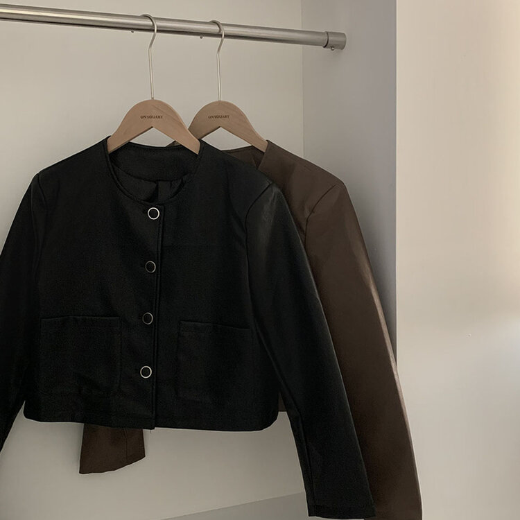 올드머니 노카라 레더 자켓 2color