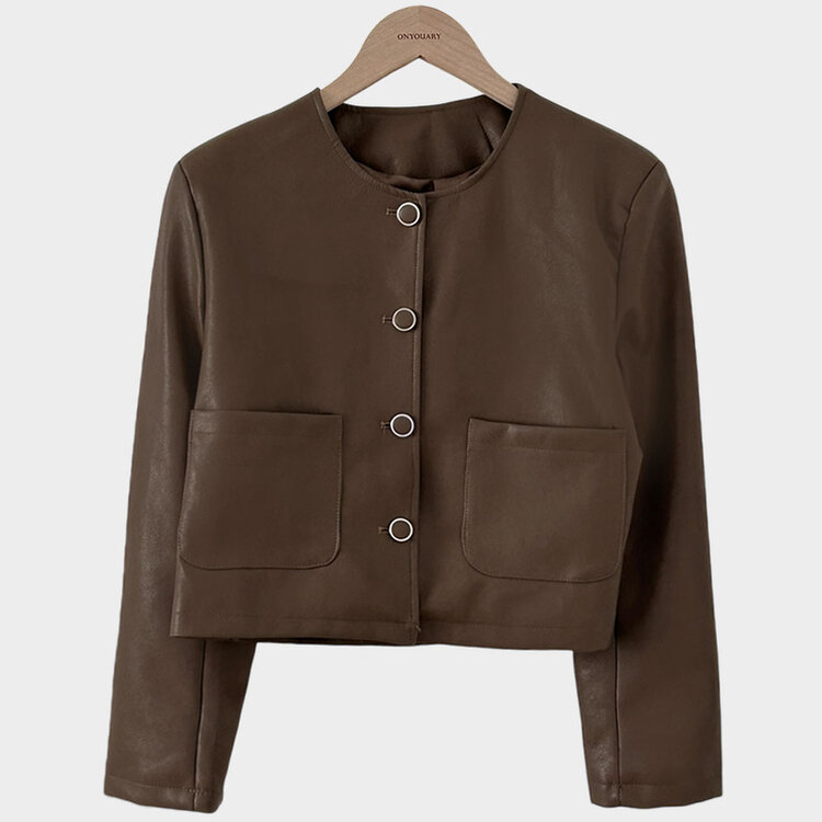 올드머니 노카라 레더 자켓 2color