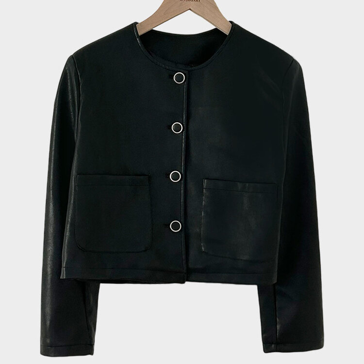 올드머니 노카라 레더 자켓 2color