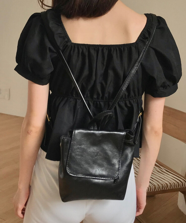 シンプルミニレザーリュック BLACK