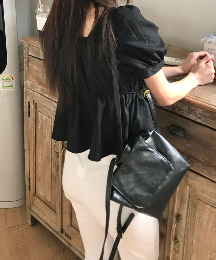 シンプルミニレザーリュック BLACK