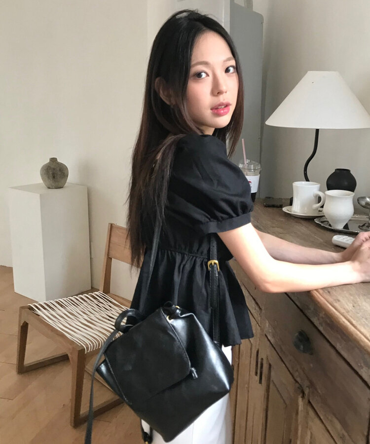 シンプルミニレザーリュック BLACK