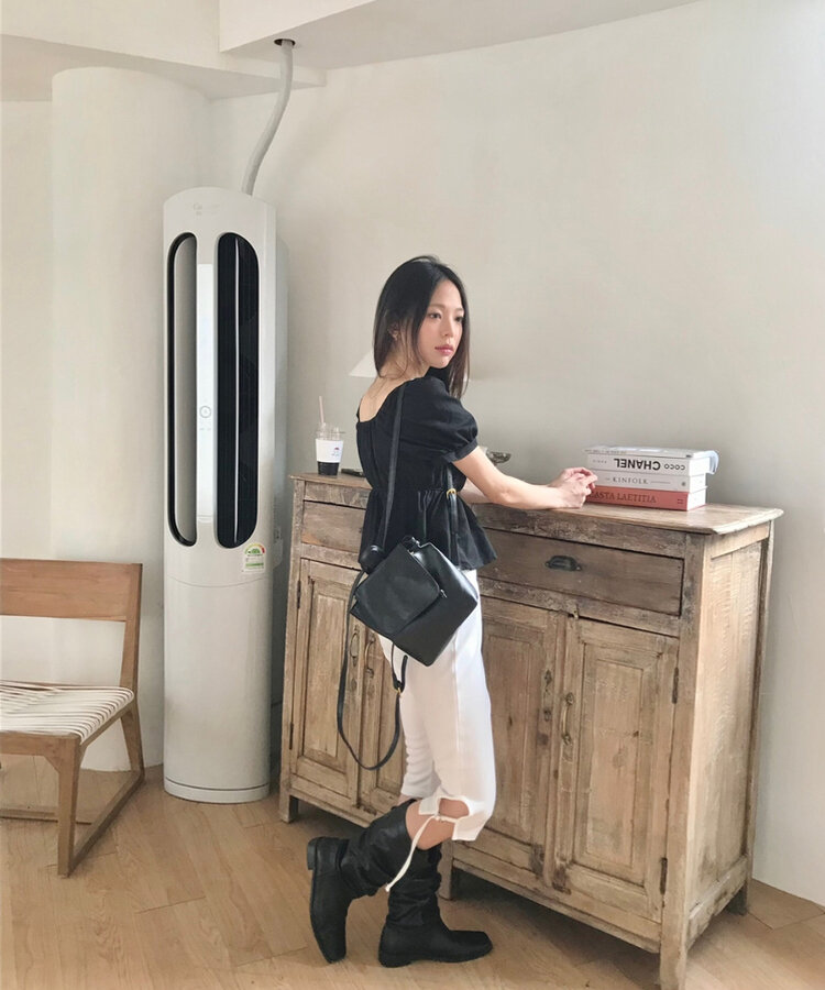 シンプルミニレザーリュック BLACK