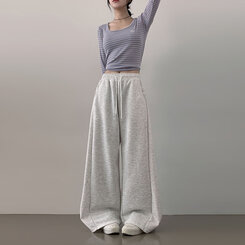 ハイウエストワイドトレーニングパンツ MELANGE WHITE