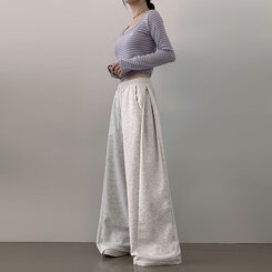 ハイウエストワイドトレーニングパンツ MELANGE WHITE