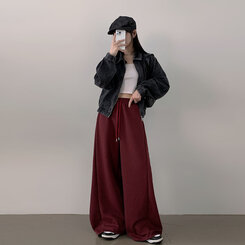 ハイウエストワイドトレーニングパンツ BURGUNDY