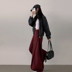 ハイウエストワイドトレーニングパンツ BURGUNDY