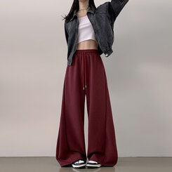 ハイウエストワイドトレーニングパンツ BURGUNDY