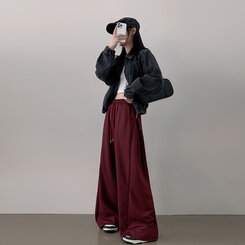 ハイウエストワイドトレーニングパンツ BURGUNDY