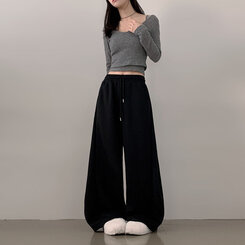 ハイウエストワイドトレーニングパンツ BLACK