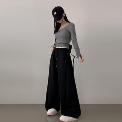 ハイウエストワイドトレーニングパンツ BLACK