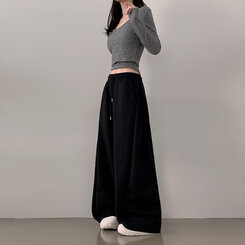 ハイウエストワイドトレーニングパンツ BLACK