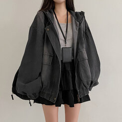 Y2Kオーバーフィットデニムジャンパー BLACK