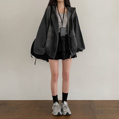 Y2Kオーバーフィットデニムジャンパー BLACK