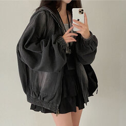 Y2Kオーバーフィットデニムジャンパー BLACK