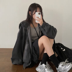 Y2Kオーバーフィットデニムジャンパー BLACK