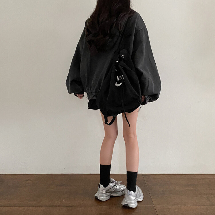 Y2Kオーバーフィットデニムジャンパー BLACK