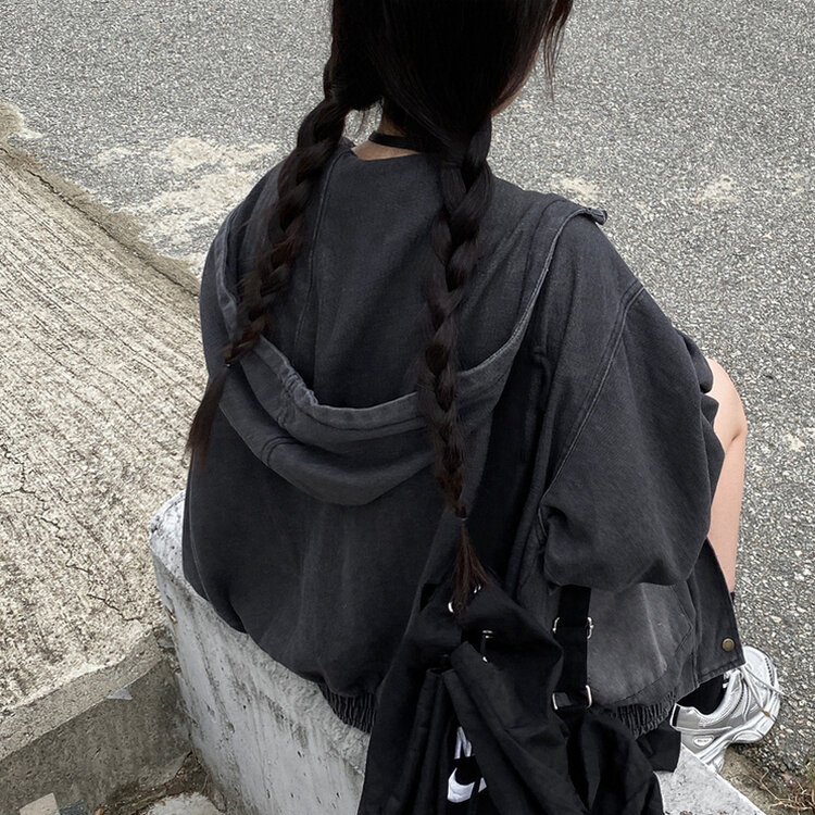 Y2Kオーバーフィットデニムジャンパー BLACK