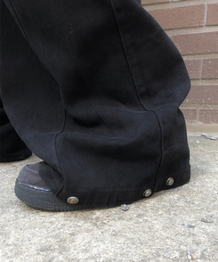 コットンパンツ サイドスナップワイドコットンパンツ BLACK