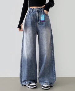 ワイド 【SHORT/BASIC/LONG 丈別】スナップロングワイドデニムパンツ LIGHT BLUE