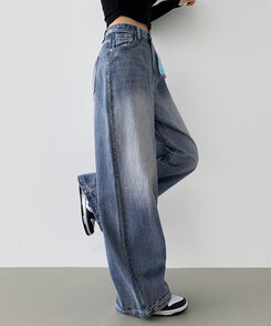 ワイド 【SHORT/BASIC/LONG 丈別】スナップロングワイドデニムパンツ LIGHT BLUE