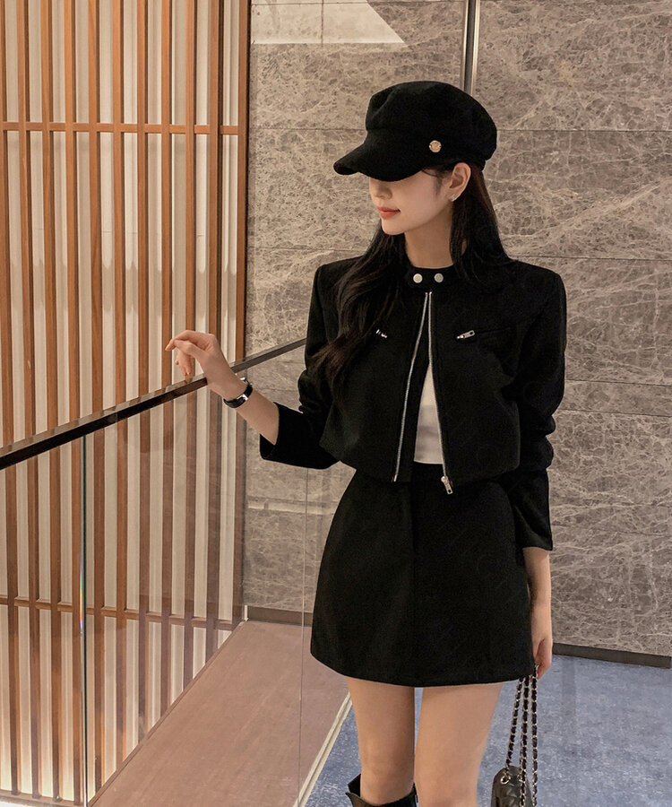 SET】クロップショートジャケット ミニAラインスカート