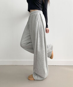 퍼트 사이드 폴링 핀턱 와이드 트레이닝 롱팬츠 그레이