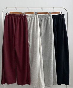 퍼트 사이드 폴링 핀턱 와이드 트레이닝 롱팬츠