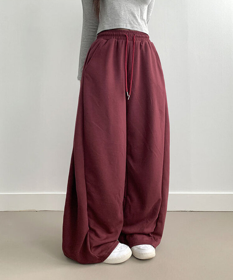 サイドピンタックワイドトレーニングパンツ BURGUNDY