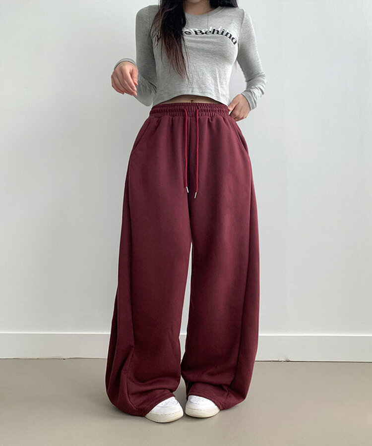 サイドピンタックワイドトレーニングパンツ BURGUNDY