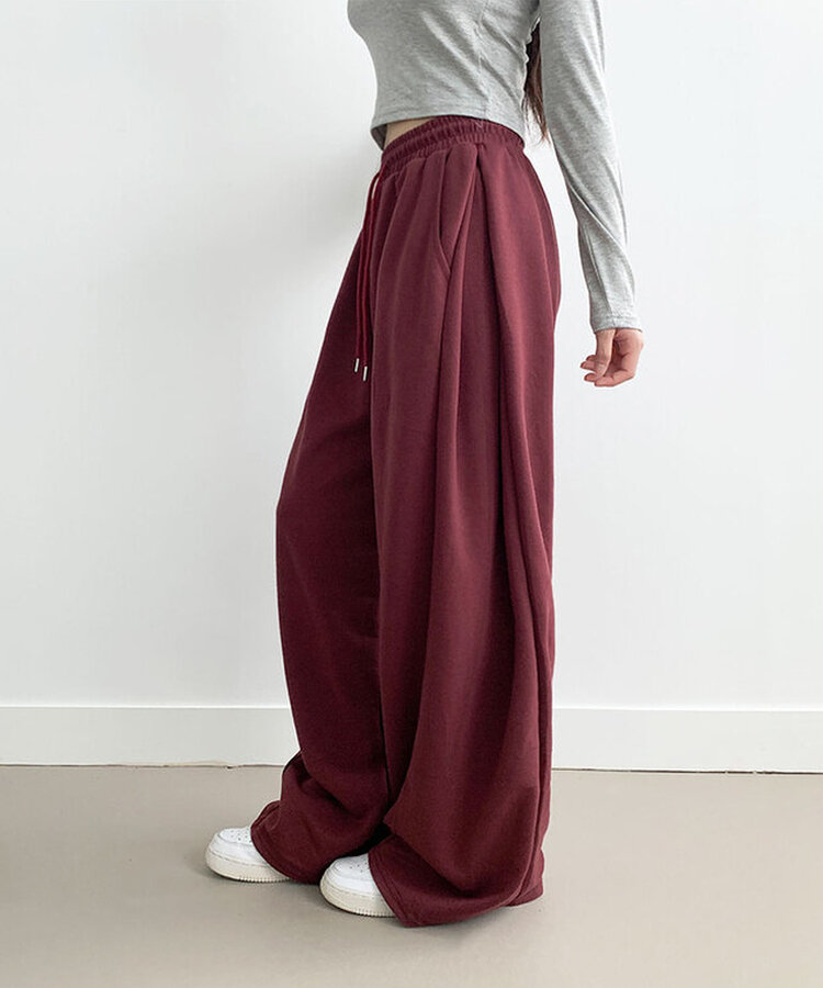サイドピンタックワイドトレーニングパンツ BURGUNDY