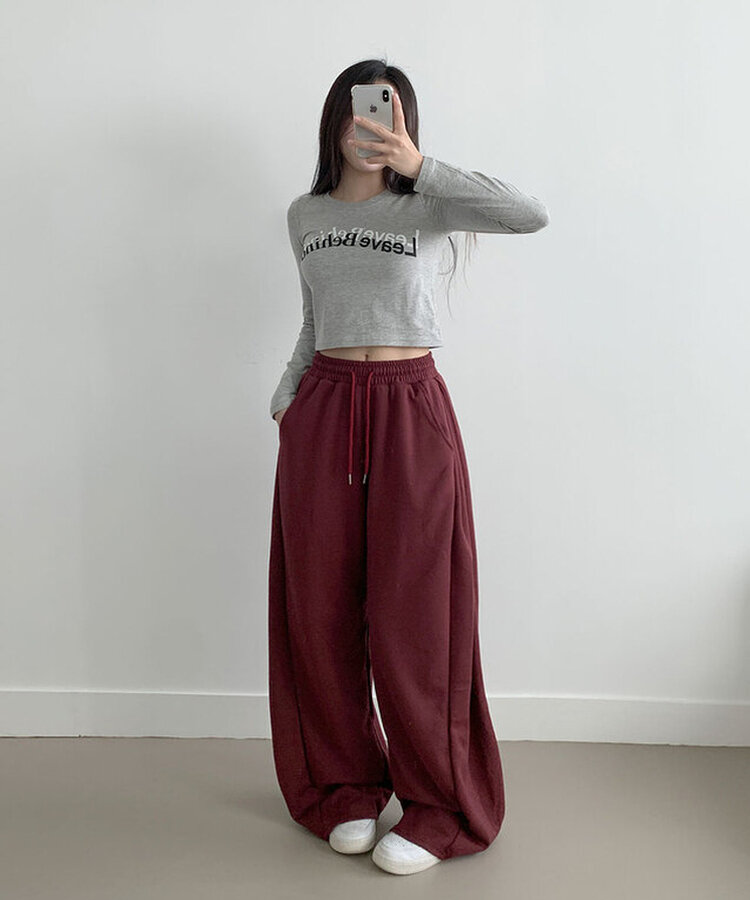 サイドピンタックワイドトレーニングパンツ BURGUNDY