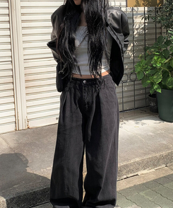 クロップレザージャケット BLACK