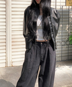 クロップレザージャケット BLACK