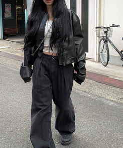 クロップレザージャケット BLACK